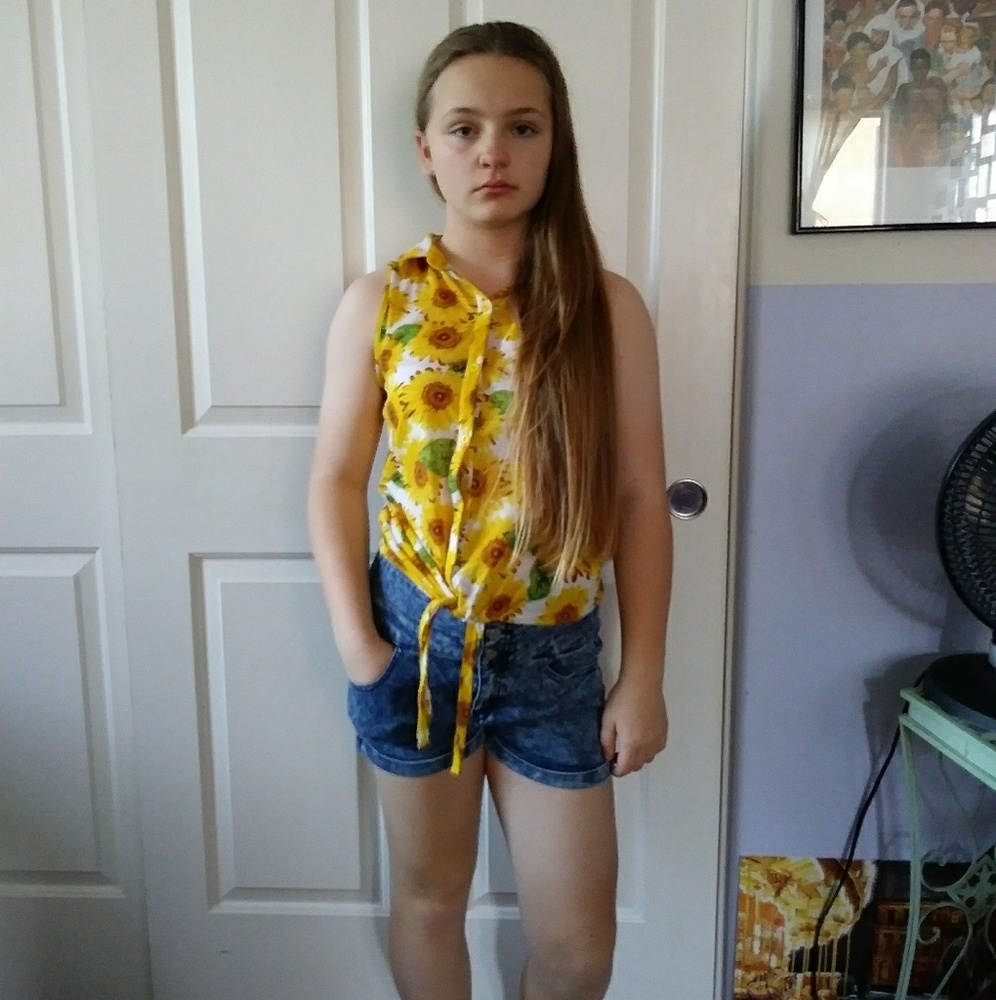 Floral Yellow Sleeveless Top